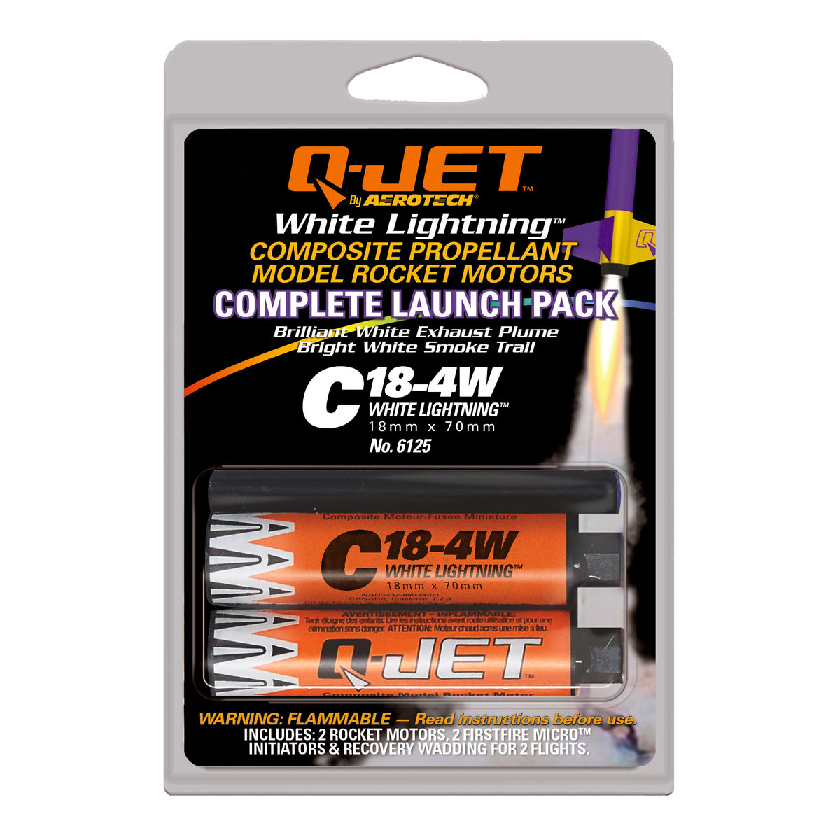 Quest Q-Jet™ C18-4W White Lightning Rocket Motors Value 25-Pack