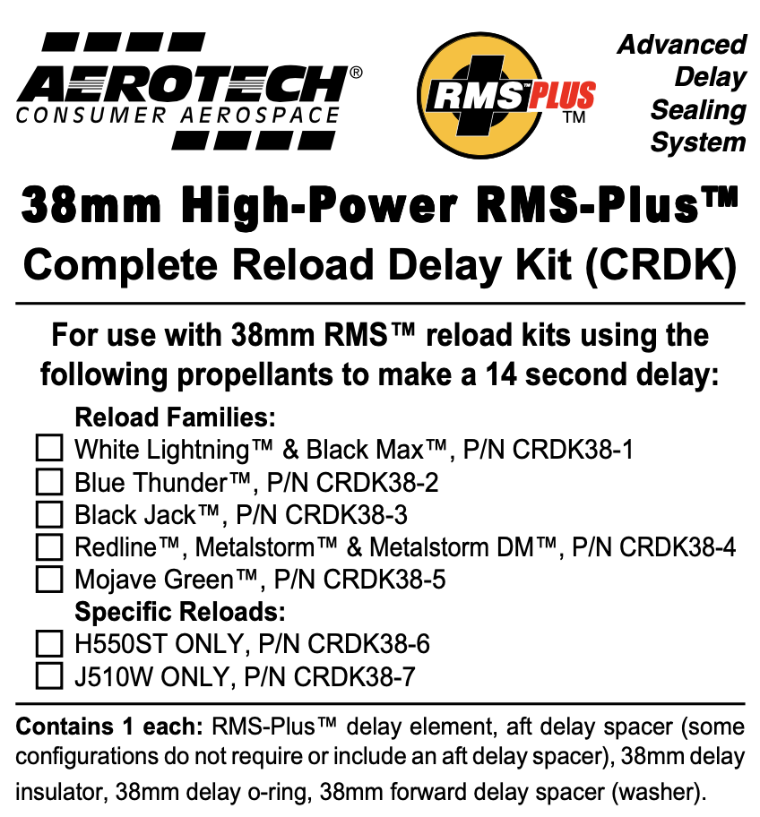 ricoページ AeroTech RMS-38 Black Jack Complete Reload Delay Kit - CRDK38-03