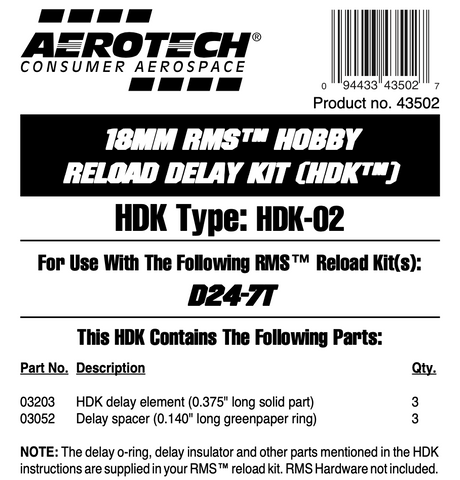 AeroTech HDK-02 RMS-18/20 Hobby Delay Kit (3-Pack) - 43502