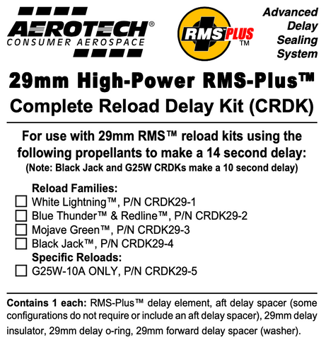 AeroTech RMS-29 G25W White Lightning Complete Reload Delay Kit - CRDK29-05