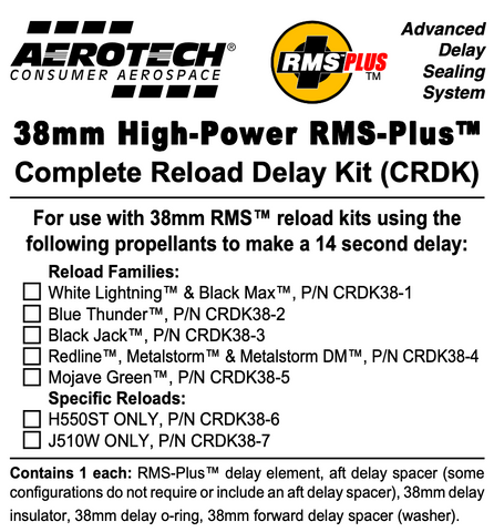AeroTech RMS-38 Blue Thunder Complete Reload Delay Kit - CRDK38-02
