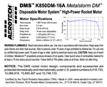 AeroTech K850DM-16A 54mm x 635mm Single Use DMS 1-Motor Kit - 118516