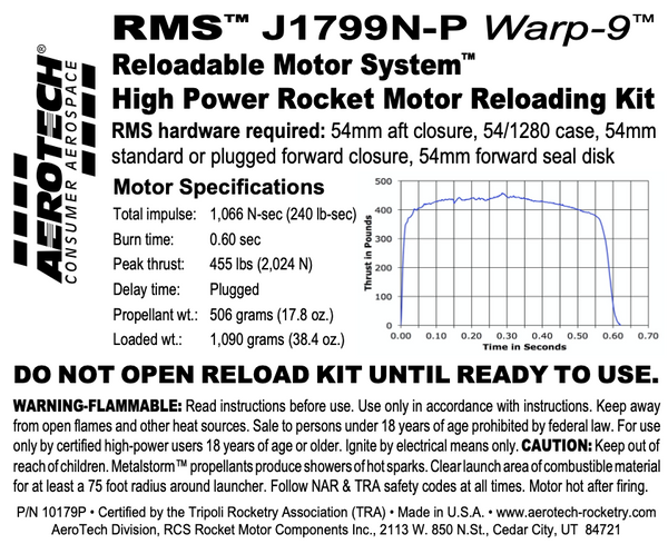 【rrraw_o9ページ】 AeroTech J1799N-P RMS-54/1280 Reload Kit (1 Pack) - 10179P